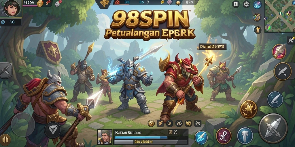 Antarmuka <strong>98SPIN</strong> yang memukau dengan karakter dan lingkungan RPG.