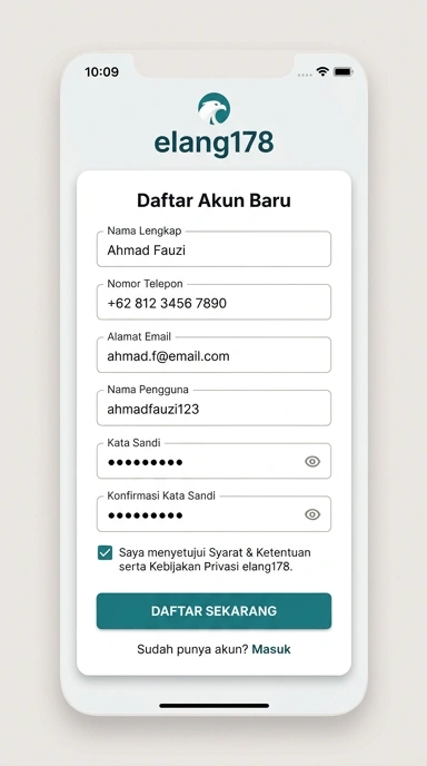 Tampilan halaman daftar elang178